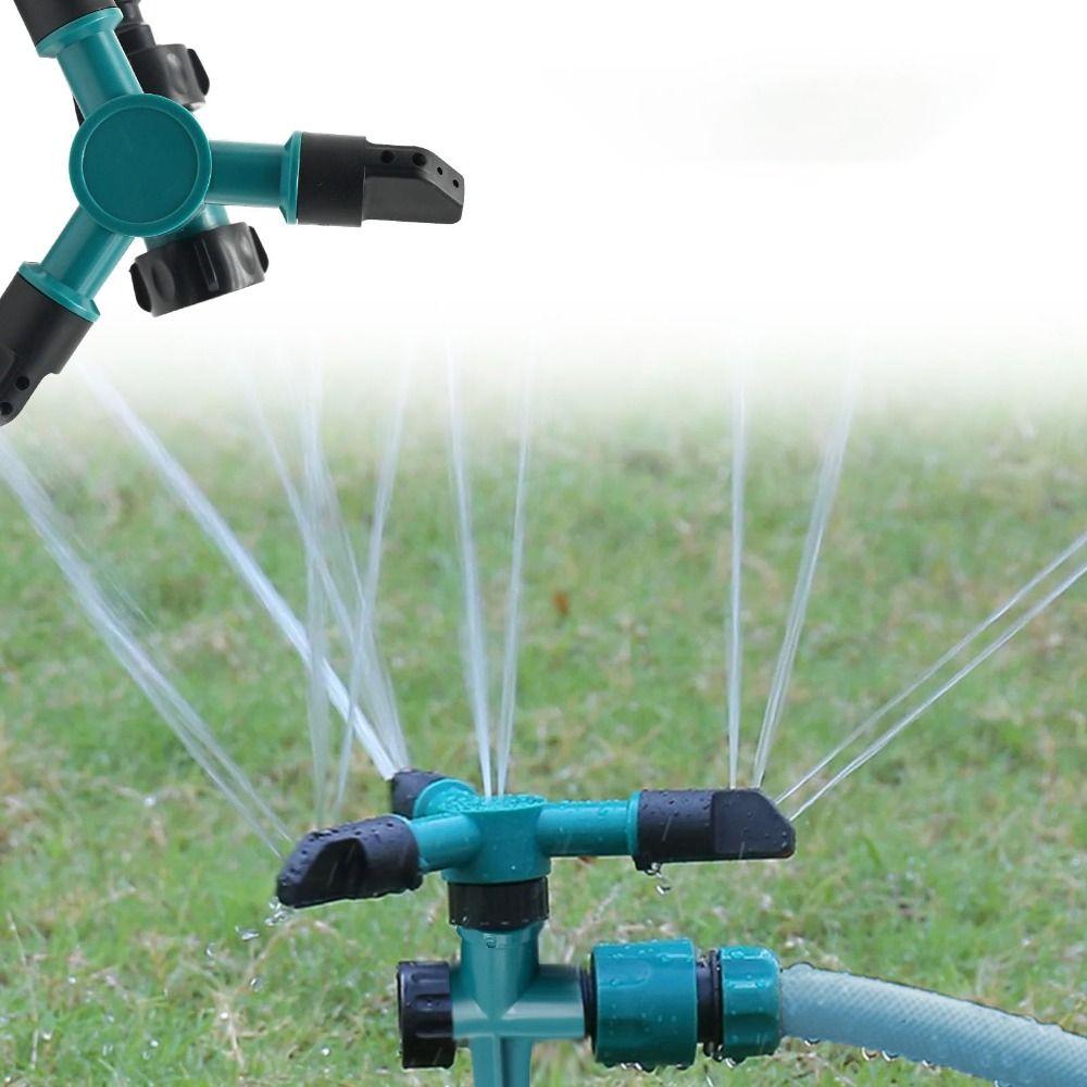 Adjustable Garden Sprinkler Three-Fork Watering System Large Area Rotating Sprinkler  Lawn
