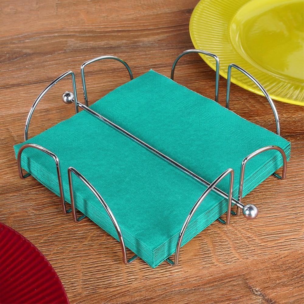 Napkin Holder, Steel Silver Napkin Stand, Tissue Holder with Press