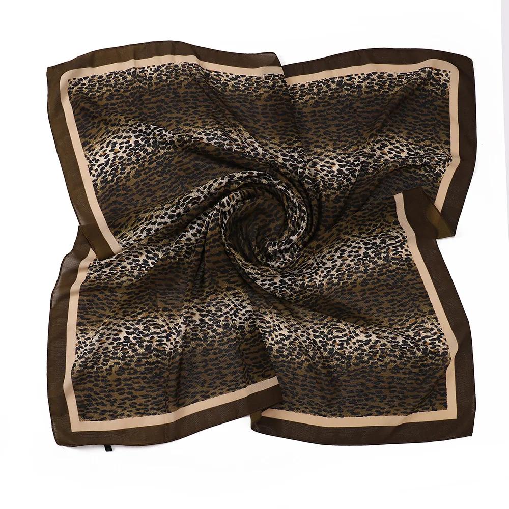 New Design Leopard Print Square Scarf Hijab Voile Large Shawl Hijabs For Women Muslim Fashion Scarf Headwraps Turban Ramadan