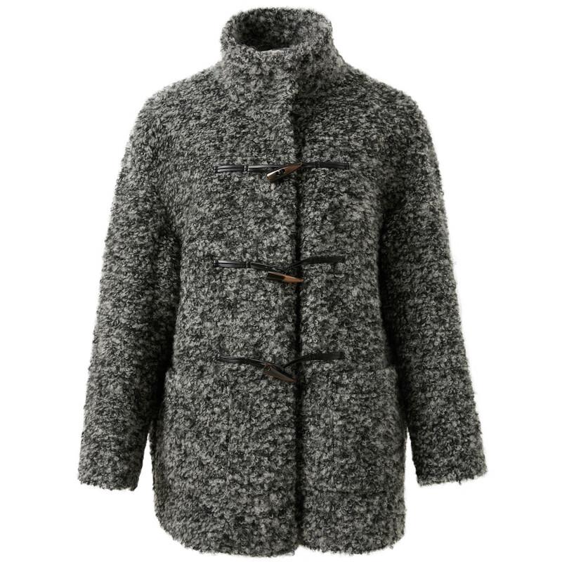 Women's Wool Blend Boucle Stand Collar Coat