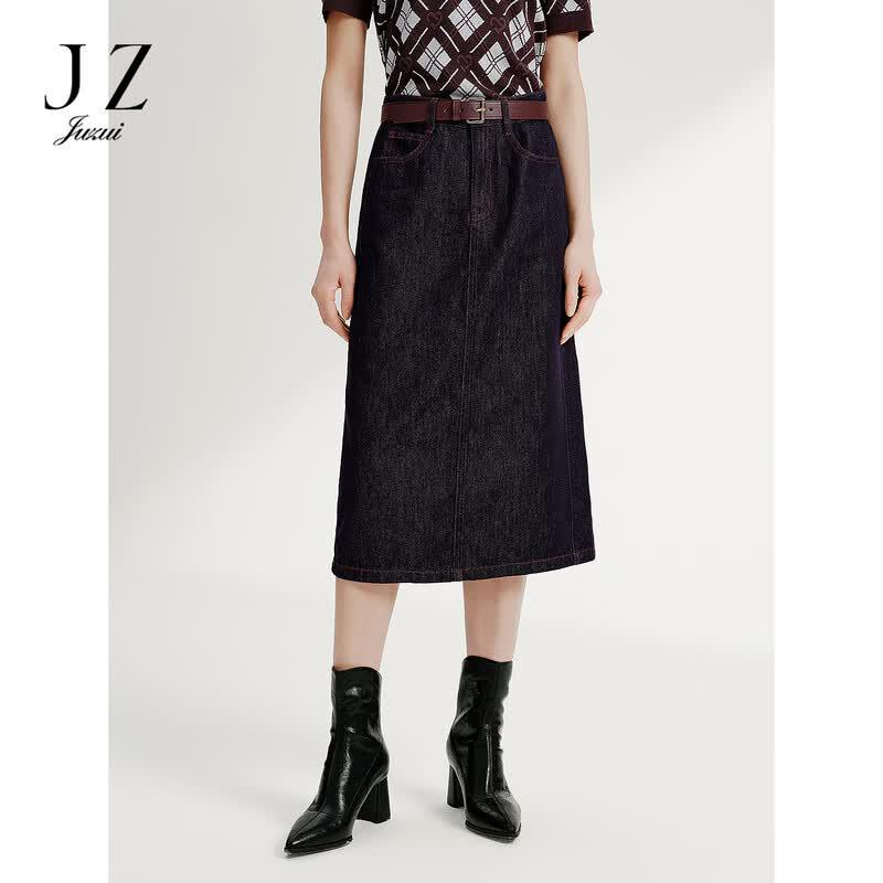 JUZUI Women s 2026 Autumn High-Waist Slimming Straight Denim Skirt M