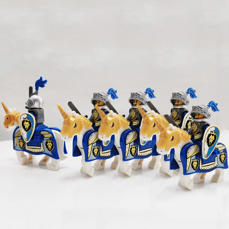 5 Sets Mittelalterliche Burg Ritter Dunkler Sauron Schlacht Fünf Heere König von Rohan Römischer Soldat mit Pferdefigur Bausteine Kinderspielzeug