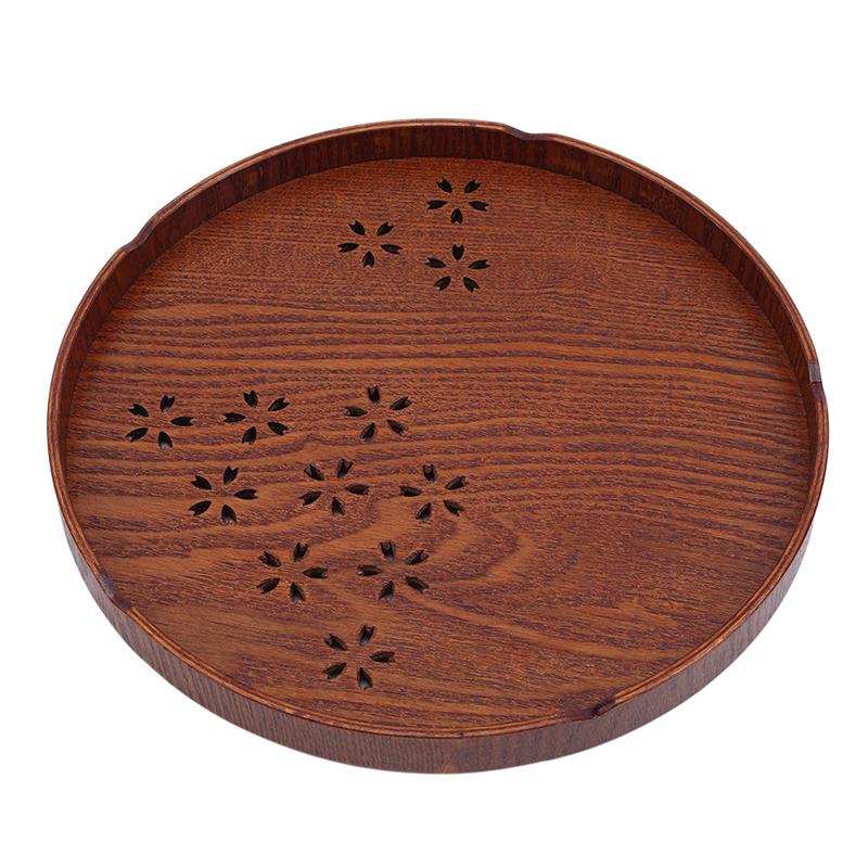 Round Cherry Solid Wood Tea Coffee Snack Food Meals Serving Tray Plate Restaurant Trays Kitchen Wood Food Fruit Disc Tea Tray