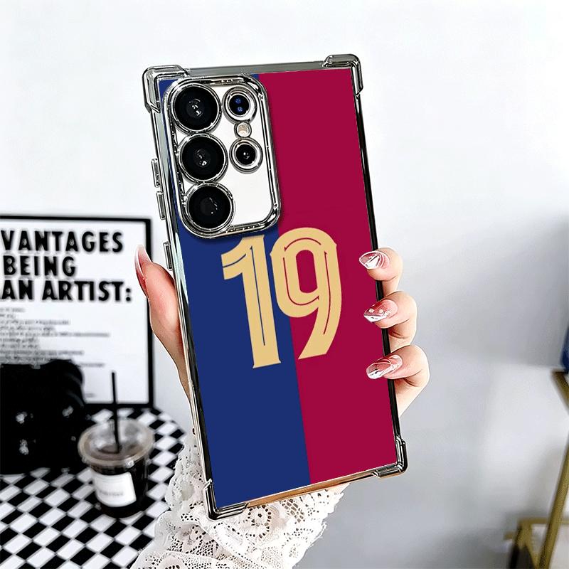 FootBall Number 7 10 19 Plating Phone Case For Samsung Galaxy S24 S25 FE S26 Edge S23 Ultra S22 S21 Plus S20 Anti-Fall Airabag C