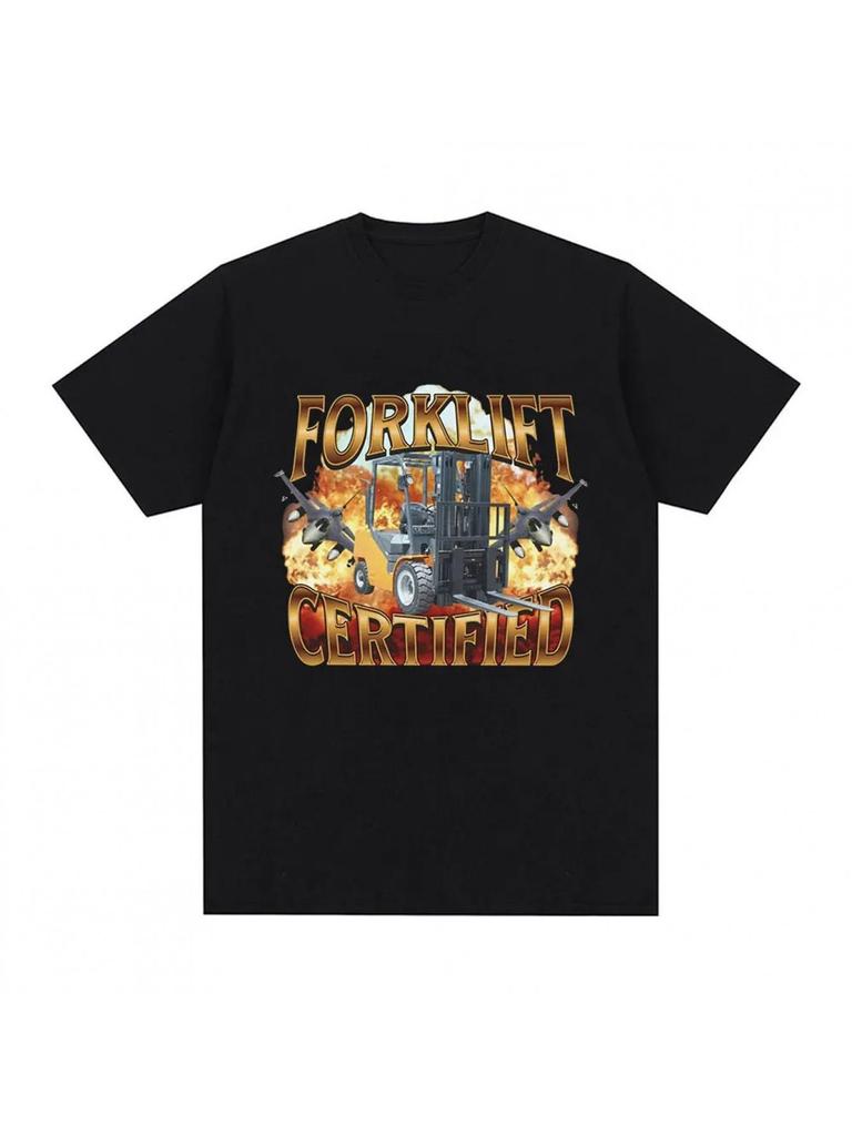 Unisex T-shirt Humorous Graphic Tee Forklift Operators, Featuring a Vintage Style, Short Sleeves, And Made from Cas