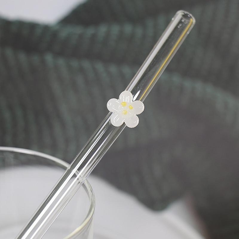 Květinová skleněná brčka Opakovaně použitelná brčka na pití Roztomilé brčko na festivalovou párty Svatbu Koktejlový bar Pláže