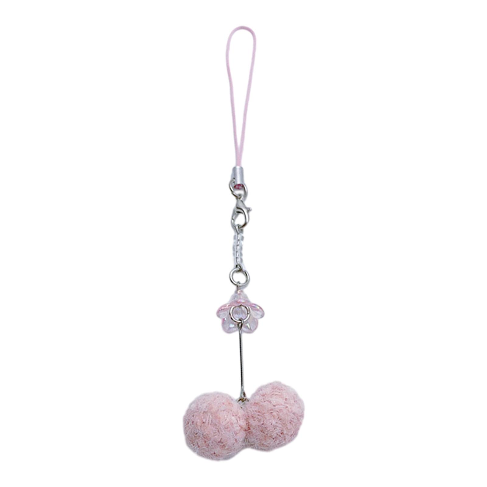 

Trendy Phone Strap Colorful Beads Keyring Beaded Key Chain Furry Ball Pendant Keychain Decoration for Women Men
