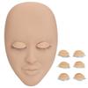 Eyelash Extension Face Mannequin 3 Pairs Removable Eyelids Single Layer Lash Extension Face Model Skin Color