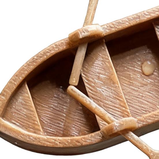 Mini Barque Flottante Décoration d'Aquarium Figurine de Bateau d'Aviron Miniature avec 2 Rames Petite Statue de Bateau Ornement pour Aquarium