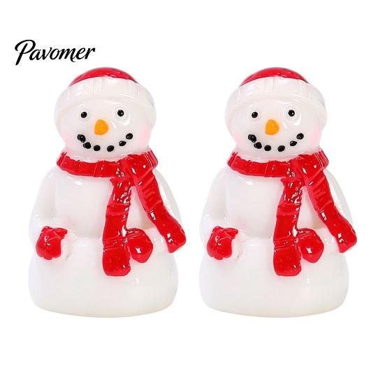 Christmas Tree Mini Decorations 2Pcs Snowman Figurines, Winter Tiny Resin Decoration, Xmas Micro Handmade Craft Embellishments Landscape Ornament