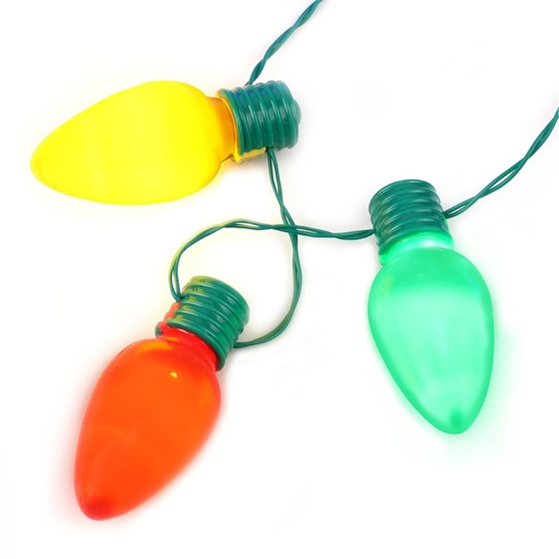 Christmas Light Up Led 9 Colors LED Light Up Bulbs Necklace Christmas Bulbs Necklace for Christmas Party Favor Supplies