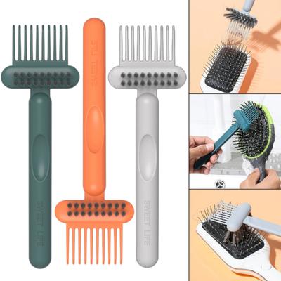 2 Stück 2 in 1 Haarbürsten-Reinigungswerkzeug mit ergonomischem Griff Zweiseitiger Kammreiniger Hochfester Kammreiniger Haarknotenentferner Werkzeug