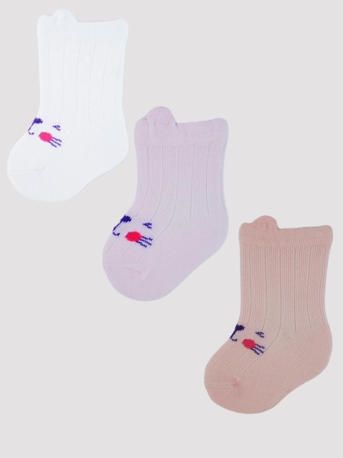 NOVITI SB019-G-01 Cotton socks with smiley faces girl 0-6m
