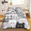 Cat Duvet Cover Set Digital Different Color Cartoon Cute Cat Bedding Set Bedclothes Double Queen King Size Polyester Qulit Cover
