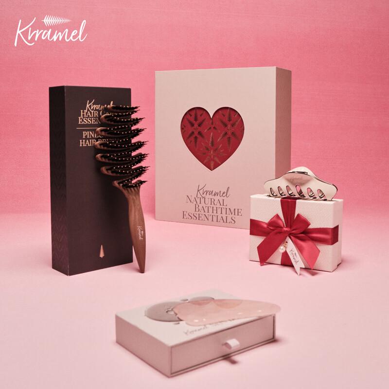 KRRAMEL Premium Boar Bristle Comb Gift Set Normal Size