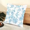 Blue Retro Flower Cushion Cover Soft Short Plush Pillow Cover Smooth Cozy Texture Aesthetic Cushion Case Home Decor
