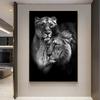 Black and White Wild Animal Lion Canvas Painting Lion Family Posters Prints Modern Wall Art Pictures for Living Room Home Decor