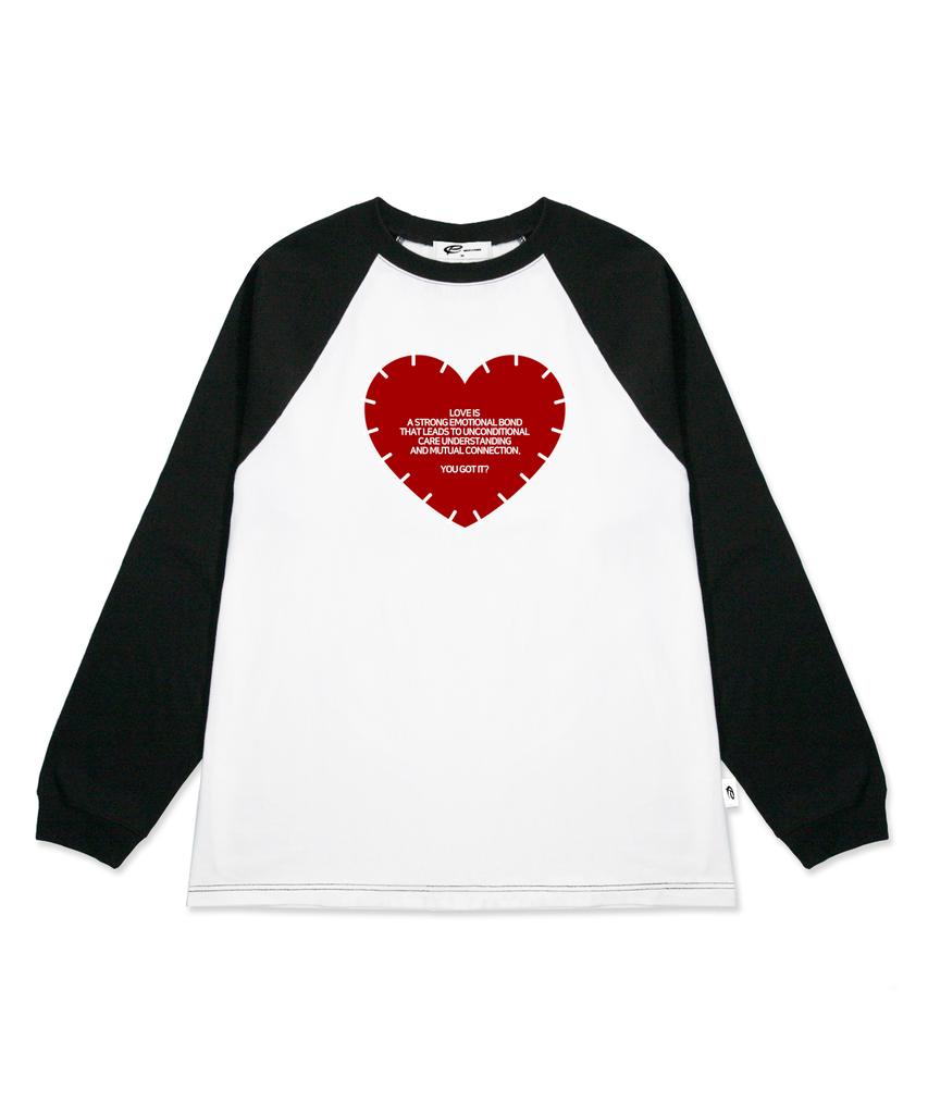 ESCAPEFROM Red Stitch Heart Print Long Sleeve Black