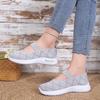 Flyknit Breathable Mom Shoes with Soft Sole, Anti Slip, Middle-aged and Elderly Walking Shoes, Shallow Mouth Single Shoes