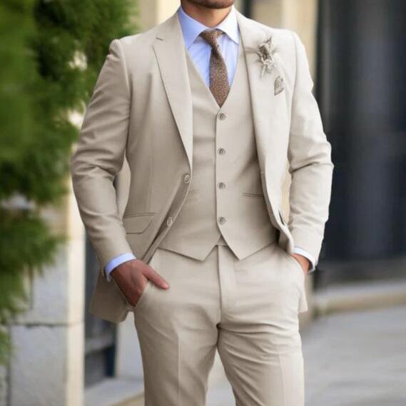 Formal Banquet Business Suit Sets For Men Wedding Party Grooms Elegant Outfits Fashion Prom Slim Fit Blazer Vest Pants 3 Pieces