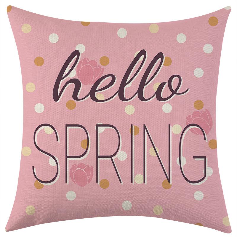 New Sweet Spring Linen Print Pillowcase Car Sofa Lumbar Pillow Cushion