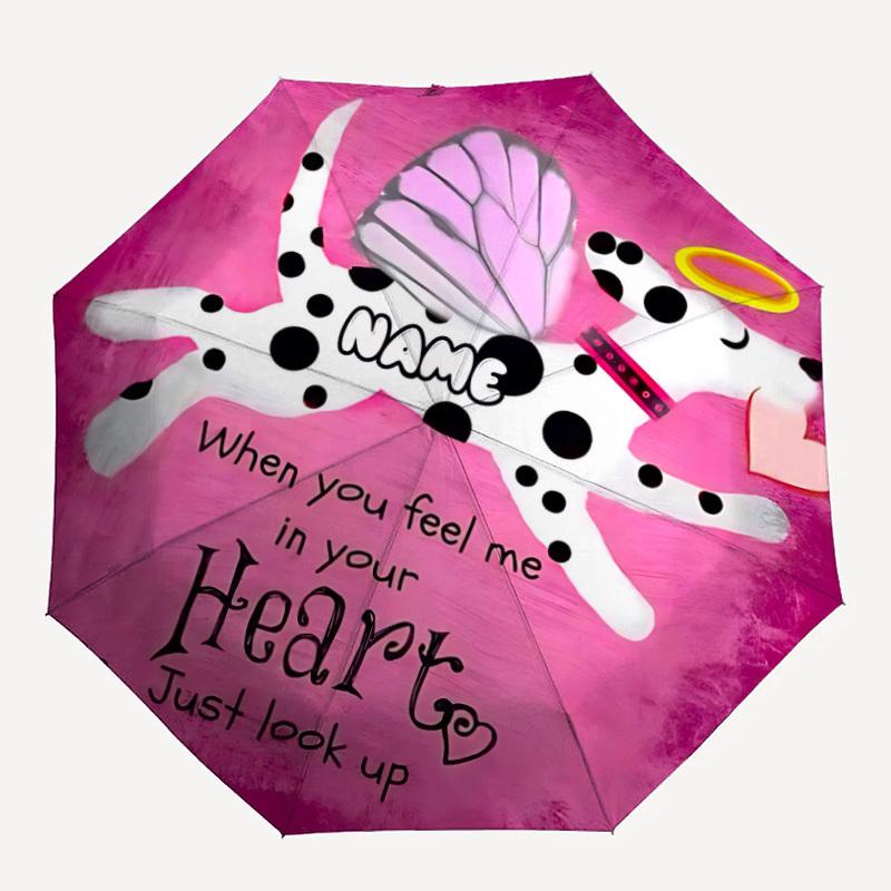 

1PC Angel Dog Custom Name Automatic Open/Close, 8-Rib Durable Frame Compact Travel Umbrella for Men & Women D1222092