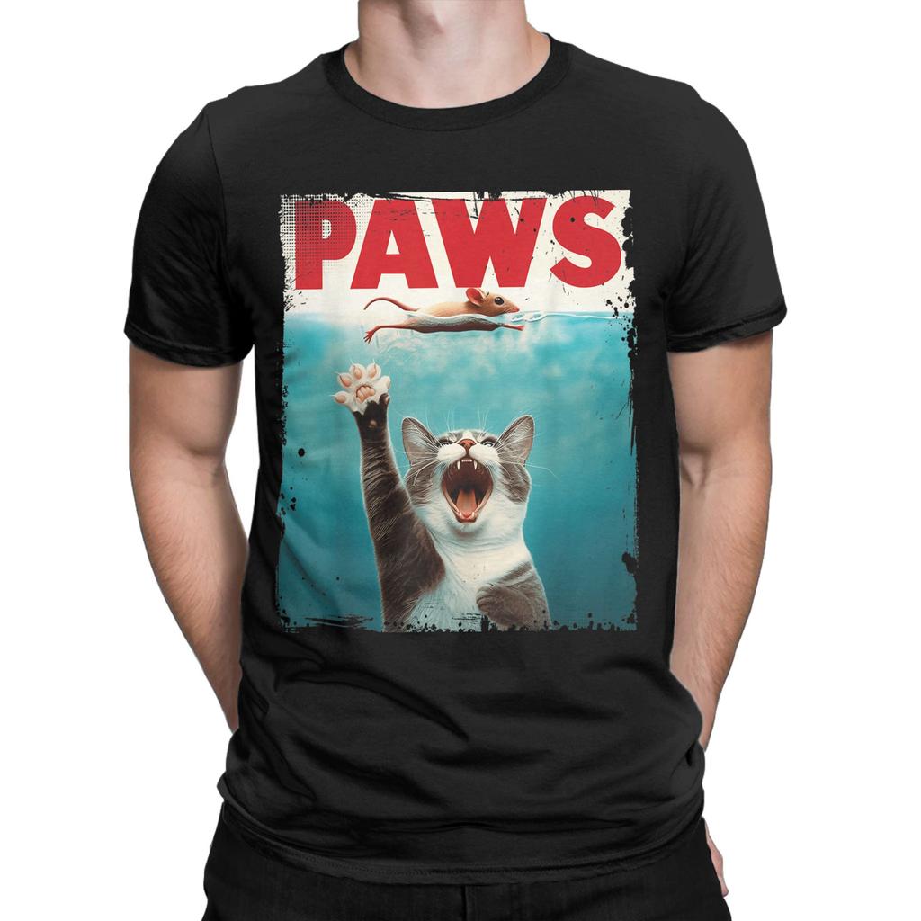 Couple T-Shirt PAWS Parody Cat Mouse Humorous Cat Chasing Mouse Kitten T-Shirts Harajuku Summer Tee Shirt Cotton Tops Gift Idea