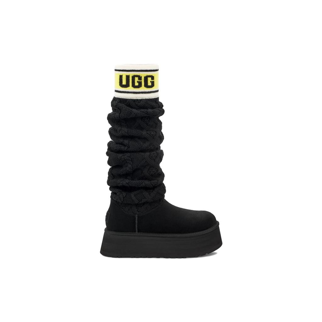 New UGG Classic Sweater Letter Tall Boot Black Women's 1144044-BLK