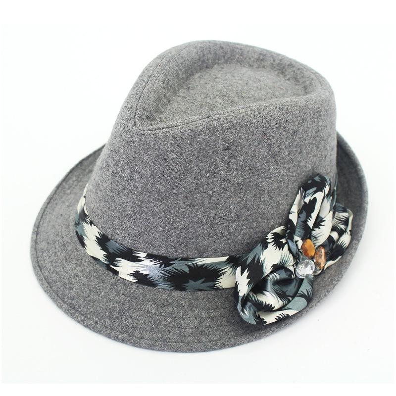 Jazz Hat Retro Woolen Solid Color Top Hat Men's and Women's Curled Edge Couple's Dad Hat Felt Hat
