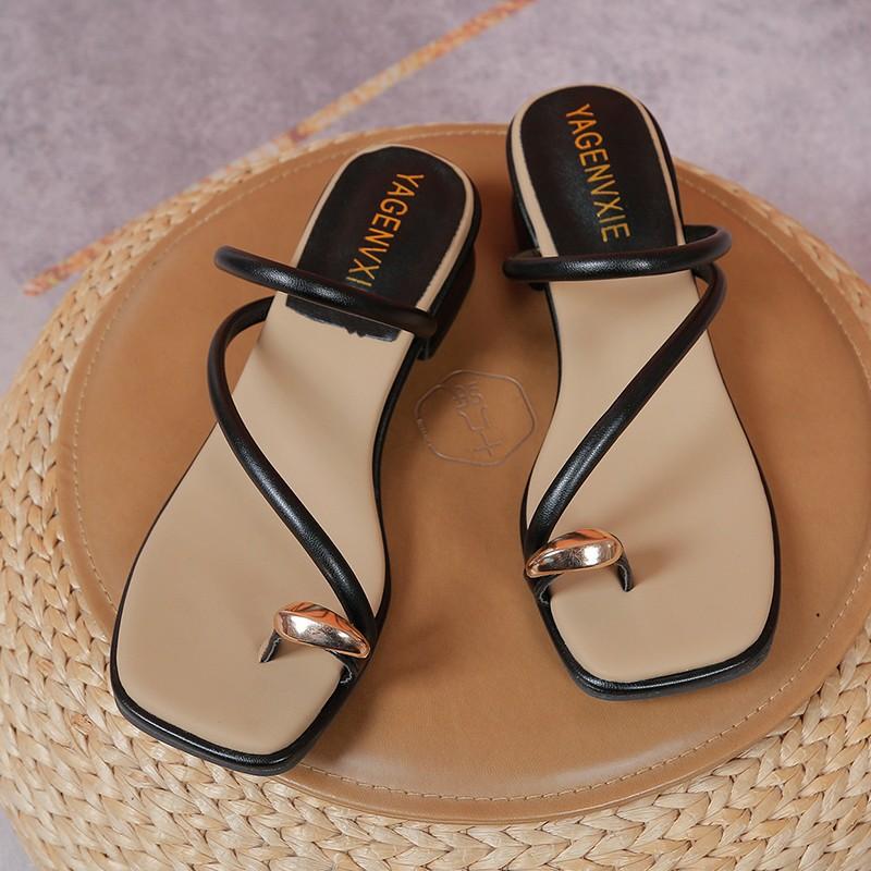 

Комплект босоножек с мыском, шлепанцы, женская летняя одежда, модная французская вечерняя обувь на низком каблуке с плоским дном, пляжная обувь, обтягивающая ноги, классная 40