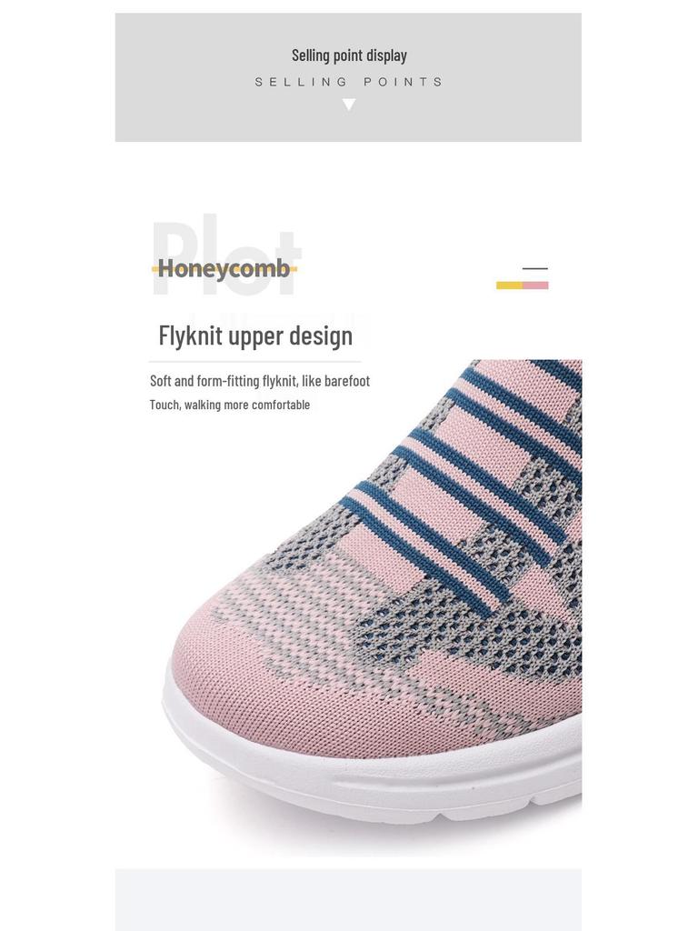 Women's 2024 Fashion Fly-knit Half-Slippers: Breathable, Slip-on Mesh Casual Shoes.