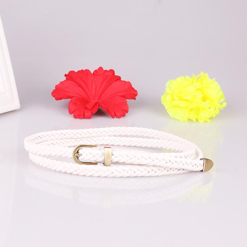 New Hand-Woven Women's Pin Buckle Thin Belt