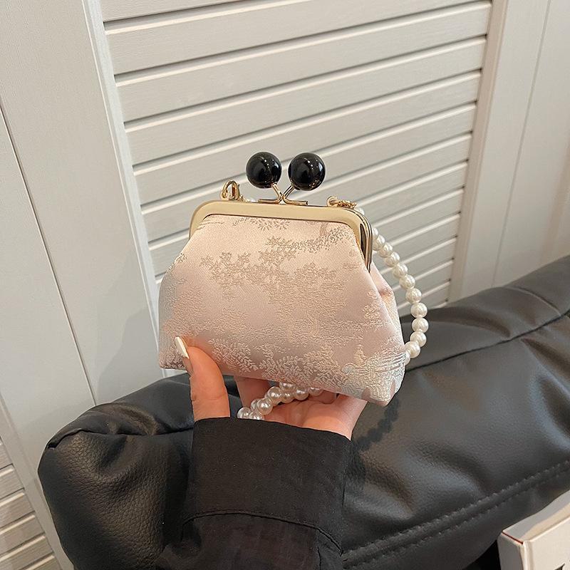 

Сумка через плечо с вышитой цепочкой из жемчуга 2025 года для женщин - тренд в китайском стиле Trumpet розовый