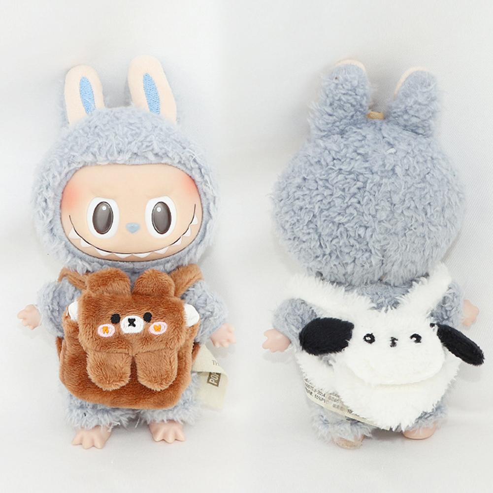 

For 17cm Labubu Kawaii Bear Backpack Puppy Backpack Suitable for Labubu2.0 Sit Party Plush Costume Doll Bag 01#
