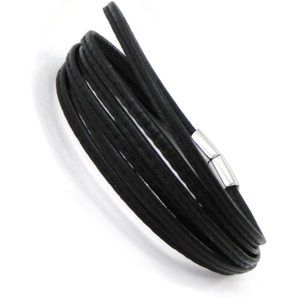 Les Trésors De Lily [I8062] - Bracelet acier mixte 'Peaceful' noir / acier - 6 rangs 3 mm