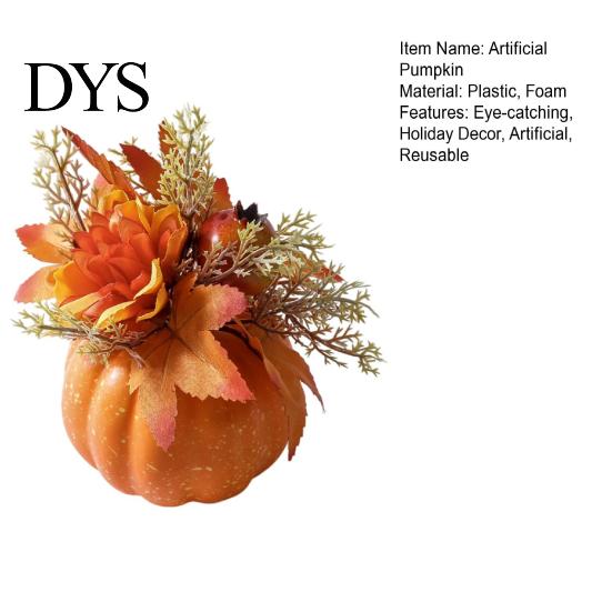 Realistic Artificial Pumpkins Fall Pumpkin Table Ornament, Foam with Flower, Maple Eye-catching Accents Leaves, Berry for Autumn Harvest Thanksgiving
