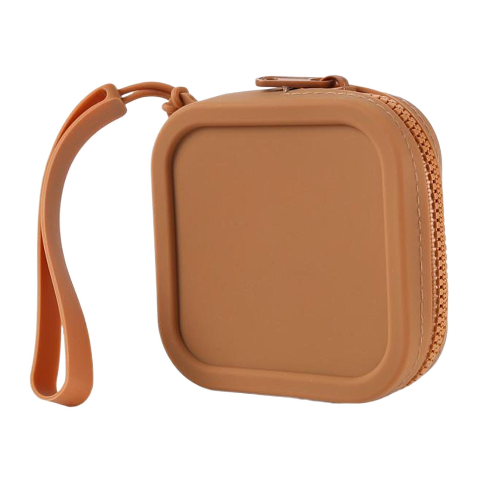 

Маленький квадратный силиконовый кошелек для монет, маленький кошелек для монет, маленькая косметичка, чехол для хранения зарядного кабеля для женщин, студенток коричневый