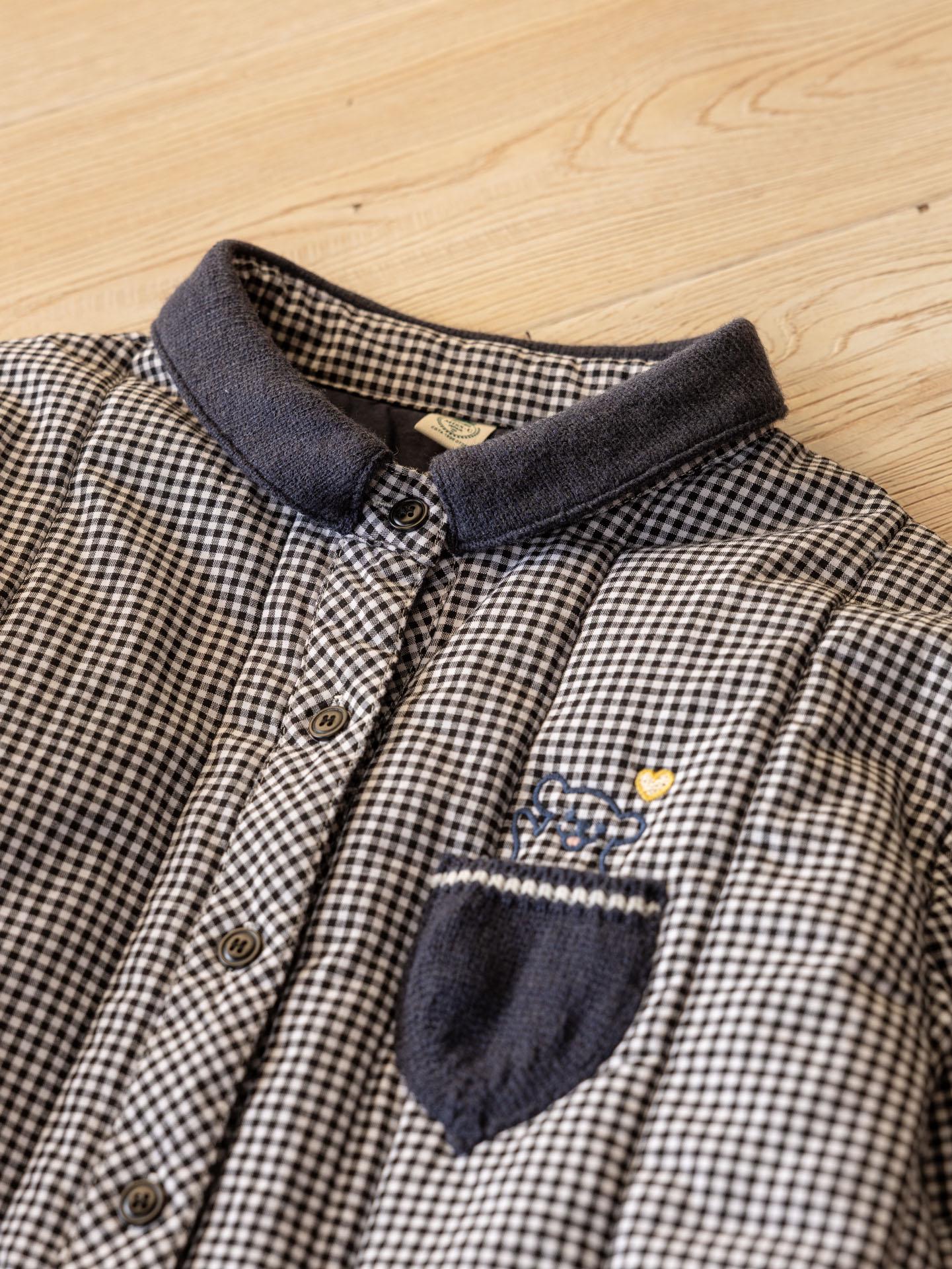

2025 A/W Children s Japanese Retro Patchwork Quilted Cotton Shirt with Embroidery One Size