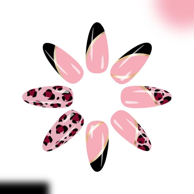 Quick Stick Ongles Faux Ongles Imprimé Léopard Réutilisables Ongles Artificiels Press-On Ongles Multiples Tailles Faciles à Porter Non Toxiques
