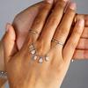 2026 New Arrived Fashion Women Jewelry Geometric Bezel CZ Drop Charm Tassel Chain Double Finger Ring Gold Plated