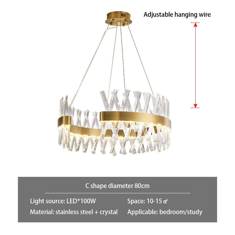 Modern C Shaped Chandelier Round S Shaped Crystal Chandelier for Living Room Dining Room Lamp LED Crystal Pendant Light Lighting