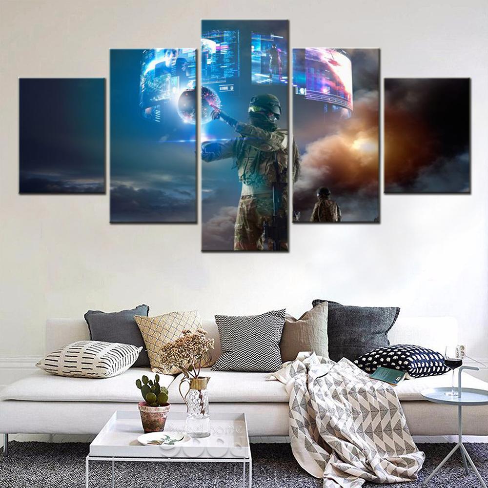 Abstract 5 Pieces Wall Art Canvas Movie Poster Technology Soldiers Wallpaper Painting Home Decor Living Room Picture Print Mural