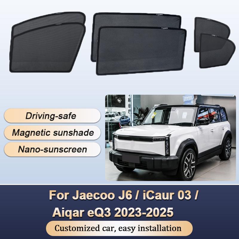 Car Sunshades For iCar 03 Jaecoo J6 iCaur 03 Aiqar eQ3 2023-2025 Sun Shades Curtain Magnetic Heat Insulation Visor Accessories
