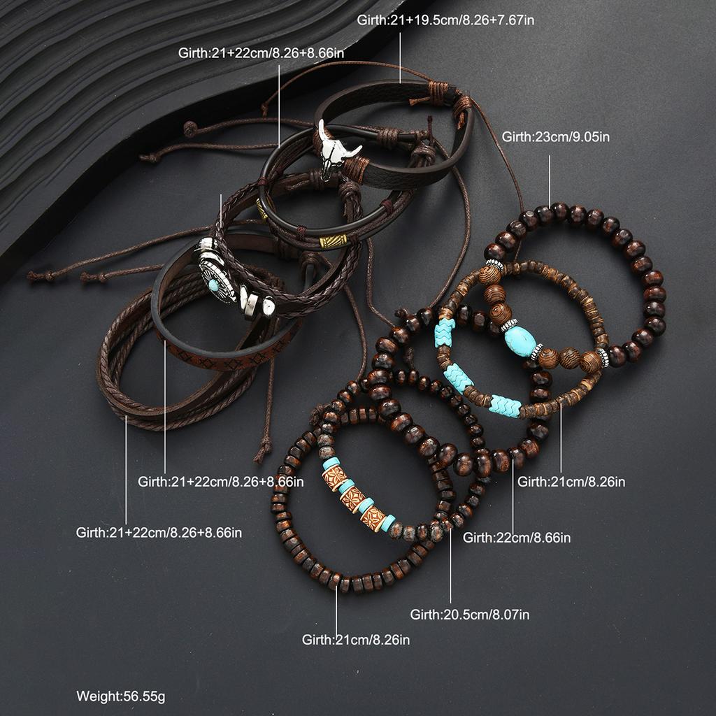 10 Pcs/Set Vintage Ethnic Style Woven Leather Bracelet For Men Women Bohemian Cow Life Tree Leather Bracelets Jewelry Gifts New