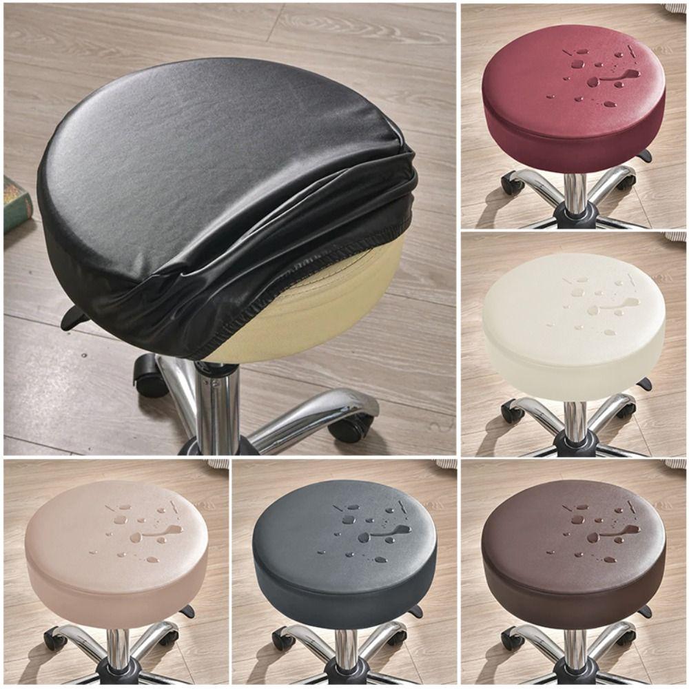 PU Leather Rotating Chair Slipcover Waterproof Bar Stool Chair Cover  for Restaurant Hotel