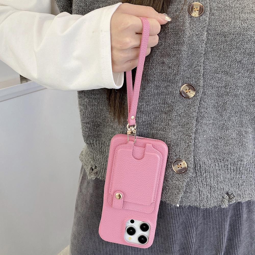 Wrist Strap Cards Pocket Leather Cellphone Cover for Samsung S25 Ultra S24 PU Wallet Android Phone Case for iPhone 16 15 14 12