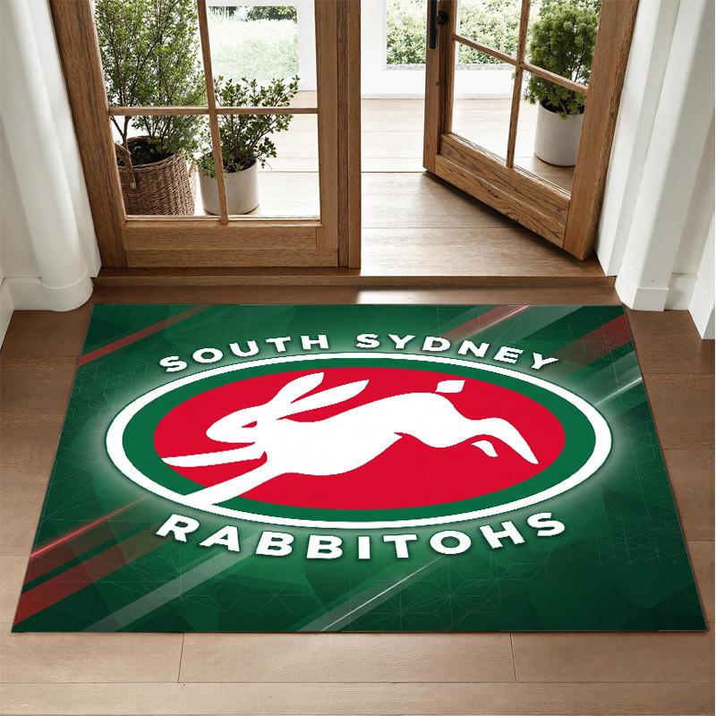 South Sydney Rabbitohs Design Crystal Velvet Rug Soft Decorative Mat for Bedroom Entrance
