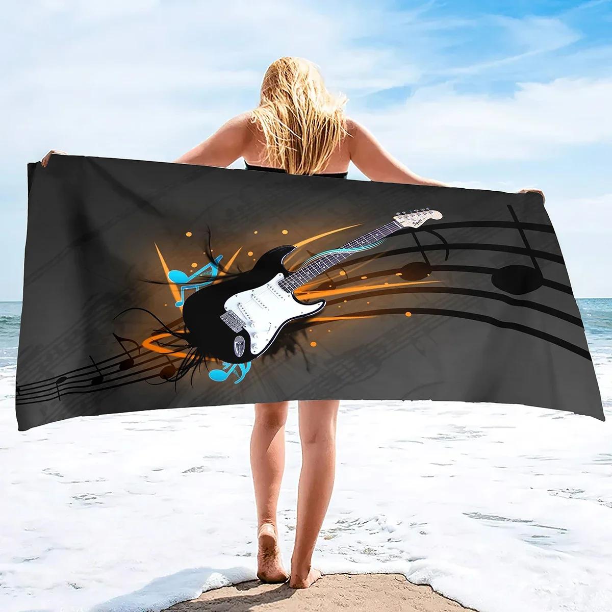 

Soft Beach Towels Musical Instrument Guitar Pool Towels Comfy Bathing/Beach/Camping Towel for Women Men Girls Boys Large Size W30*H60(CM)