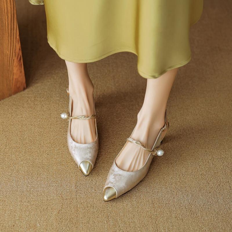 New Style Outdoor Simple Casual Fashion Banquet Party Fairy Style Retro Style Convenient One-step Women's High Heels