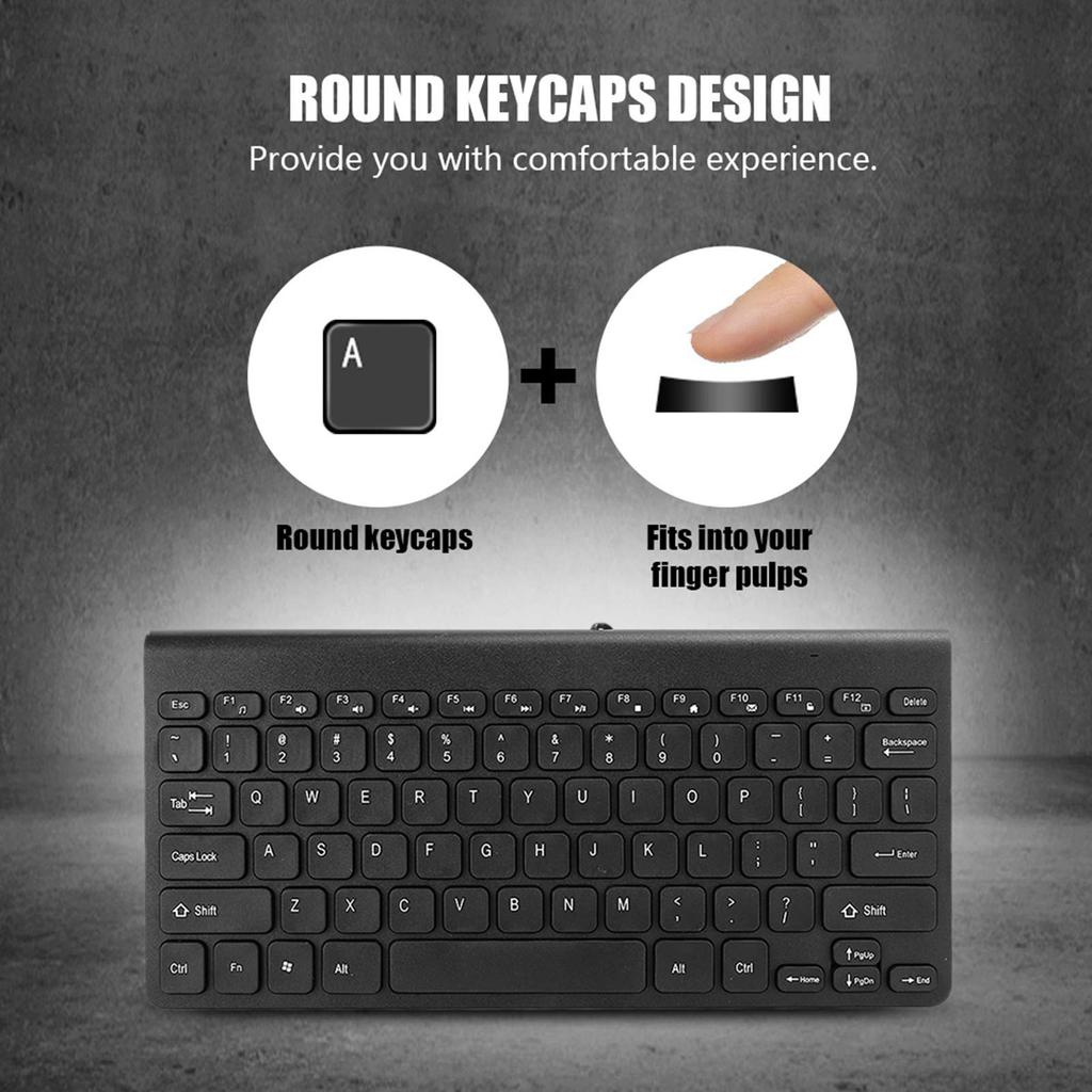 Jectse Wired Keyboard and Mouse Set, Ultra-Slim USB Wired Keyboard with Optical Mouse and Mouse, Plug and Play, Round Keycaps, for PC Laptops (Black)